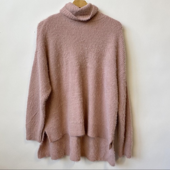 Kohls Sonoma Fuzzy Eyelash Cowlneck Tunic Sweater Blush Pink Women's Size 1X - Picture 2 of 8